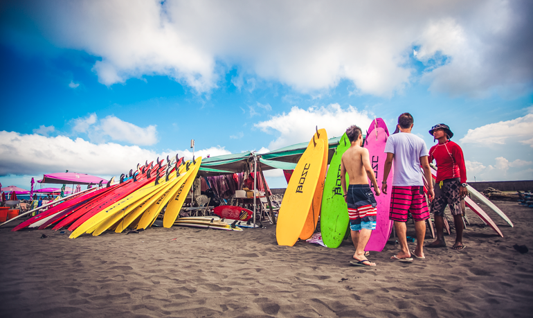 Surf board rental on the beach